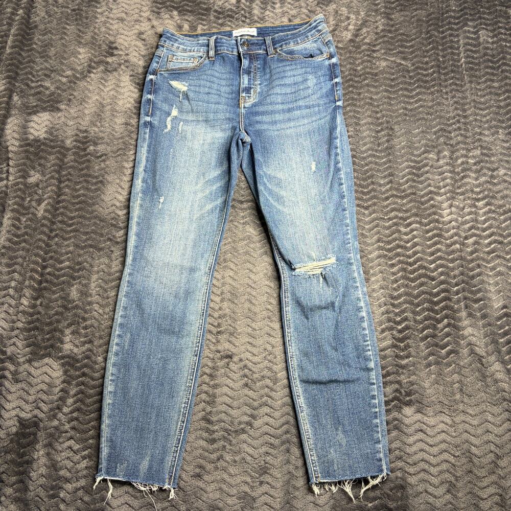 Studio Blue Womens High Rise Distressed Skinny Grunge Jeans Medium Wash Size 28
